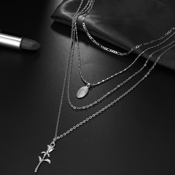 Multi-Layer, Maria, Rose Pendant Necklace - Picture 6 of 7